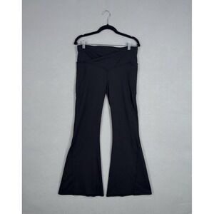 Fabletics Pants Womens Large Black PureLuxe Crossover Flare Leg Yoga Gym Fit